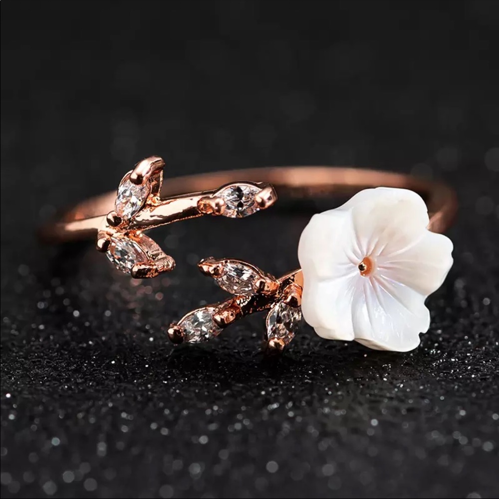 Rose Gold Flower Marquise Ring - Picture 4 of 4
